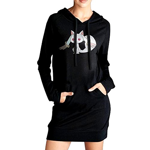 Womens Puella Magi Madoka Magica Kyubey Sweatshirt Hoodie Dress With Kangaroo Pockets