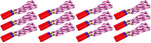 Set of 12 Strawberry Jump Children's Kid's Novelty Toy Jump Rope w/ Soft Handles, Heavy Duty Knit Rope