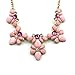 Huntgold Elegant Flower Acrylic Diamond Pendant Chain Choker Necklace(Pink)