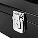Flexzion Cash Box with Money Tray and Lock - Metal Money Box for Cash Storage with Secure Latch Lock & Key - Black Petty Cash Box with 7 Compartment Money Tray for Small Businesses, 11x7.7x3.5 Inches