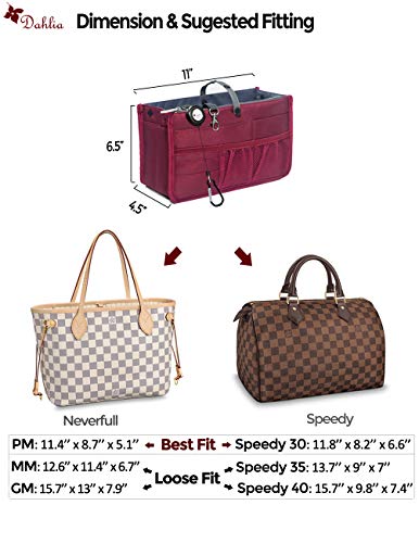 Dahlia Patented Handbag Purse Organizer Insert - STURDY Flexible, Burgundy
