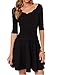 Tengo Women Slim Flared Tunic Corrugated Neckline Dress (XL, Black)