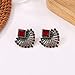 super Blackzone Lovely Girl Daily Makeup Women Vintage Ethnic Style Rhinestone Earrings Fan-Shaped Bohemian Ear Stud Gift