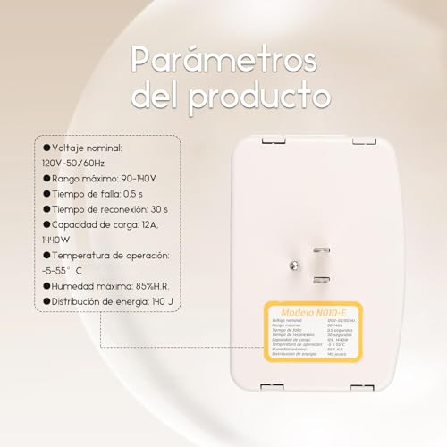 1 pcs Protector de voltaje de 3 tomas,1440W, 120V,12A,Protege contra sobretensiones de alto y bajo voltaje,Supresor de picos para Refrigerador,Congelador, Lavadora,TV,Microondas, Aire acondicionado