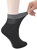 Yomandamor Women's Bamboo Diabetic Ankle Socks with Seamless Toe and Non-Binding Top,6 Pairs Size 9-11
