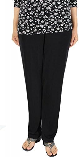Calison Women's Slinky Polyester Long Casual Pants Made In USA Black Medium