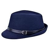 Vbiger Fedora Hats Bowler Hat Gangster Porkpie Derby Hats (Dark Blue)