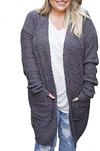 Womens Fuzzy Fleece Plus Size Cardigans Open Front Oversized Jackets Fluffy Sweaters Outwear Coat