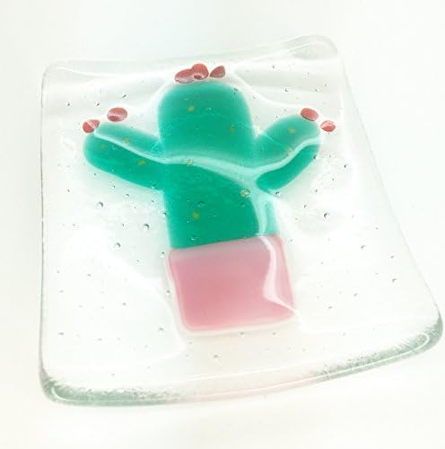 Cactus fused glass dish bowl - handmade in U.K. - Lovely teachers gift - perfect for soap, jewellery & bits & bobs