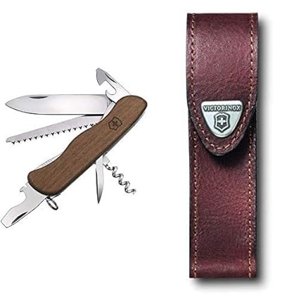 Victorinox Holz Taschenmesser Forester Wood (10 Funktionen, Schalen aus Nussbaumholz, Holzsäge)