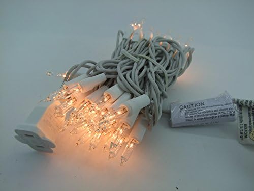 LUISHA Commercial Grade 100 Clear Christmas Mini Light Set White Wire