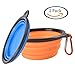 Pet Travel Collapsible Dog Bowl - SOWOKO (2 Pcs) Pet Food and Water Feeding Bowls For Beach Camping Running & Hiking Portable Foldable Cup Dish with Carabiner,Safe Eco-Friendly Silicone BPA Free