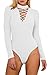 Mulisky Women Sexy Deep V-neck Lace Up Bandage Tight Bodysuit Jumpsuit Leotard S