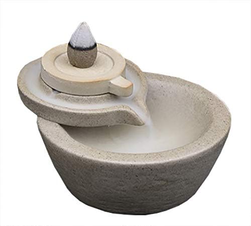 Funnuf Ceramic Incense Holder Incense Burner Backflow Censer, Stone Mill