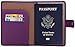 Travelambo RFID Blocking Genuine Leather Passport Holder Wallet Cover Case Wing Pocket (Purple)