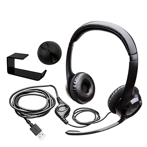 Vexko Logitech H390 USB Headset with Noise-Cancelling Microphone Headphone  Hanger, Under Desk Hook Pack Bundle, Black in Bahrain Whizz Computer