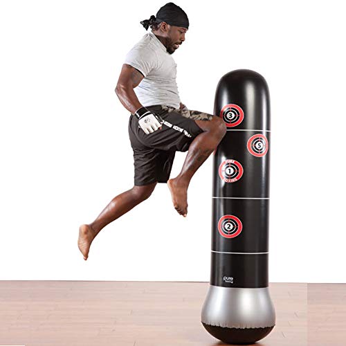 Inflatable Punching Bag, Freestanding Punching Bag, Standing Kickboxing Bag, Heavy Training Bag 63inch Include Air Pump for Adults Kids