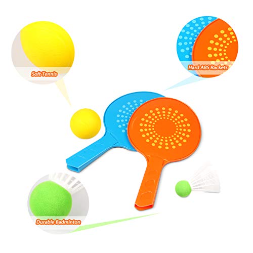 Duckura 2 in 1 Racket Game Set, Family Kids Badminton Tennis Net Outdoor Play, Christmas Toys Gifts for Boys Girls Adults - Thumbnail 3