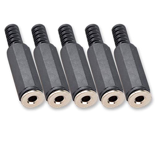 Besmelody 5-Pack 3.5mm Female Socket Repair Headphone Earphone 3 Pole TRS Jack Stereo Audio Plug Connector Soldering