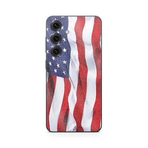 Glossy Glitter Phone Skin Compatible with Samsung Galaxy S25 - American Flag -…
