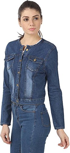 trendy frog women chinese collar full sleeves dark jacket