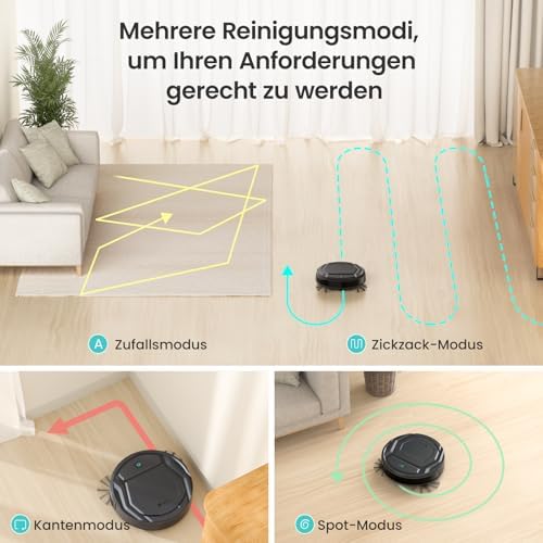 M210P Saugroboter ohne Wischfunktion, 2200 Pa Saugkraft, 120 Min.Steuerung per WLAN, Bluetooth, Alexa und App, 6 Reinigungsmodi und automatisches Aufladen, ideal für Tierhaare und Harte Böden