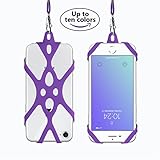 Rocontrip Silicone Case Phone Holder with Detachable Lanyard Strap for iPhone 7 6S iPhone 6S Plus,Samsung, 4.0-5.5 inch (Purple)