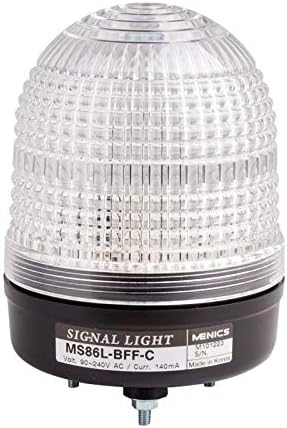 MS86T-BFF-C, Beacon Steady & Flash & Rotating Light, 86mm Clear Lens, 100dB Sound, Stud Mount, High Intensity LED, 90-240V AC