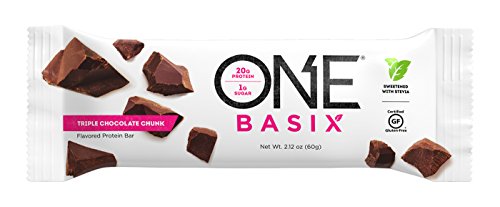 ONE Basix Protein Bar Triple Chocolate Chunk 12 Count, Gluten-Free Protein Bar with High Protein (20g) and Low Sugar (1g), Guilt Free Snacking for Healthy Diets