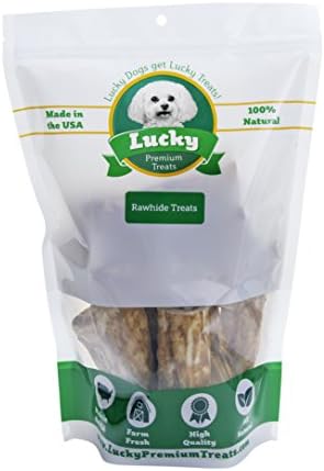 Lucky Premium Treats Rawhide Dog Treats Stubby's for Large Dogs, Plain - Farm Fresh Dog Treats