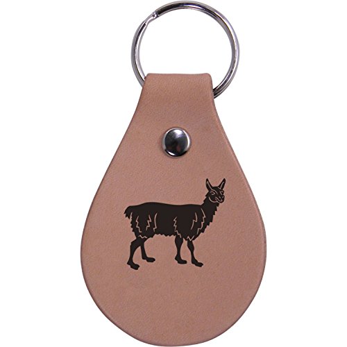 Personalized Engraved Llama Genuine Custom Leather 3-inch Customizable Keychain