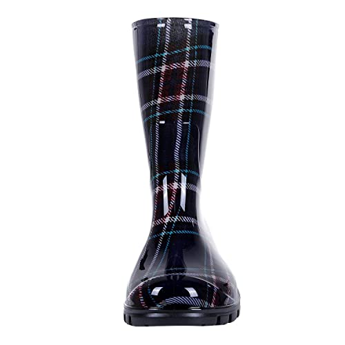buffalo plaid rain boots