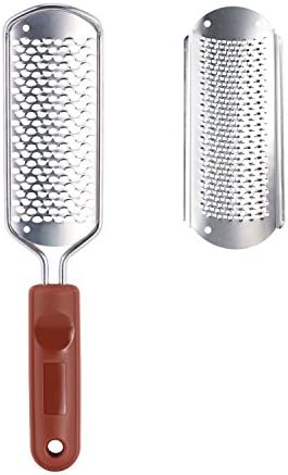 Foot File - Stainless Steel Pedicure Rasp With a Hanging Hole, Hard Dead Skin Cuticle Callus Remover Tool (Brown)