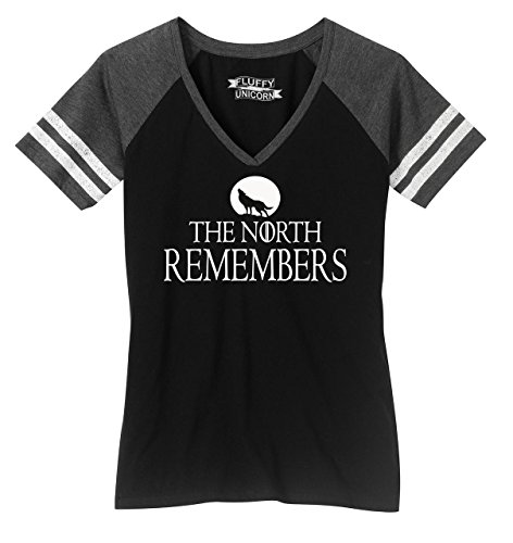 Comical Shirt Ladies The North Remembers Tee Gamer Thrones TV Game V-Neck Tee
