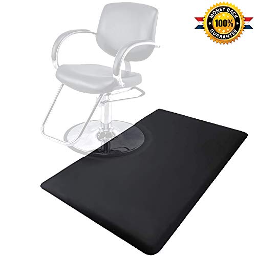 Bigacc 3 x 5 ft. Salon Floor Mat Barber Shop Chair Floor Anti Fatigue Mat For Hair Styling-Black Rectangle Comfort Beauty Salon Chair Floor Mat 1/2 in. Thick (Black)