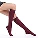 Fytto 1020 Women’s Compression Socks, Opaque 15-20mmHg Hosiery, Flight Stockings – Smooth-Knit Professional Support for Business & Travel, Burgundy, Large