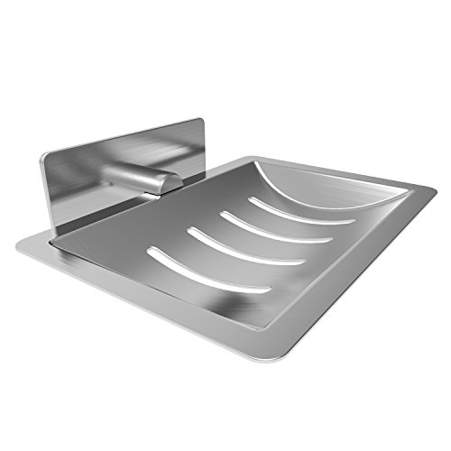Soap Dish E-Ling Adhesive Soap Holder Brushed Soap Dish Holder for Bathroom/Kitchen /Tile /Shower Wall Mounted - Thumbnail 7