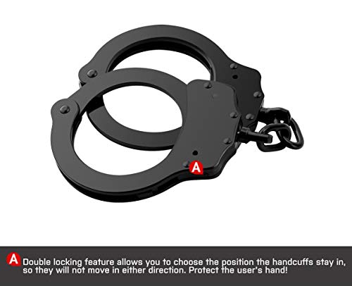 image for GFIRE Real Handcuffs Police Edition Professional Grade Double Lock Bla