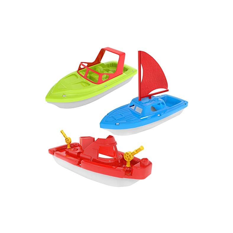 FUN LITTLE TOYS 3 PCS Bath Boat Toy Yacht Pool Toy Speed Boat Sailing Boat, Floating Toy Boats for Bathtub Bath Toy Set…