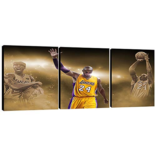 UNBRUVO 3 Panels Wall Art Kobe Bryant Posters Canvas Painting