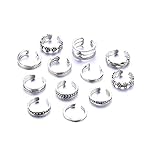12PCs/set Celebrity Jewelry Retro Silver Adjustable Open Toe Ring Finger Foot by khim