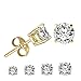 LIEBLICH Round Cut Cubic Zirconia Stud Earrings Stainless Steel Yellow Gold Plated Earrings Set 4 Pairs 3mm-6mm