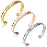 Areke Stainless Steel Cuff Bracelets for Women Girls High Polished Bracelet Bangle Color Gold+Rose Gold+Silver