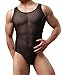 Winday Men's One Piece Stretch Mesh Lingerie Bodywear Suit Underwear Tights Leotard,1-pack Black,M/US S
