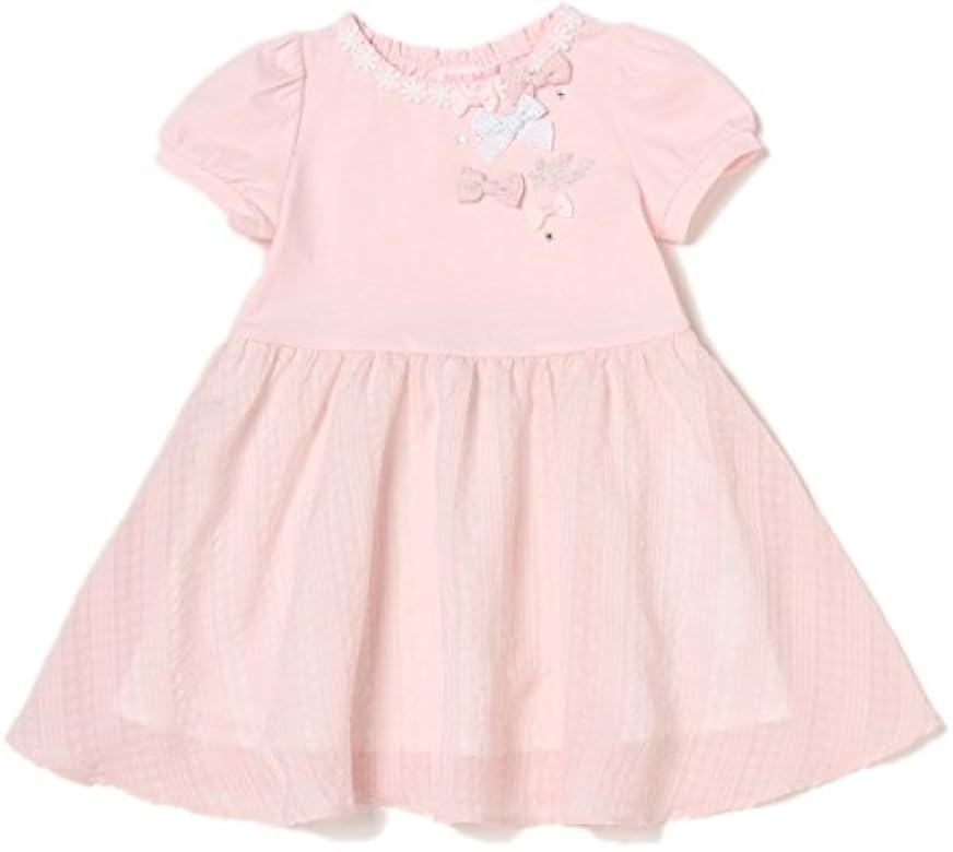 Amazon Co Jp メゾピアノ Mezzo Piano リボン切り替えフレアワンピース ピンク 140 服 ファッション小物