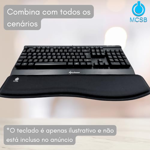 Mcsb Apoio De Punho Teclado Ergonômico Descanso Macio Almofada Ortopédico Pulso Tendinite Nr17 Pulso Digitação Confort Suporte Espuma Gel (Preto)