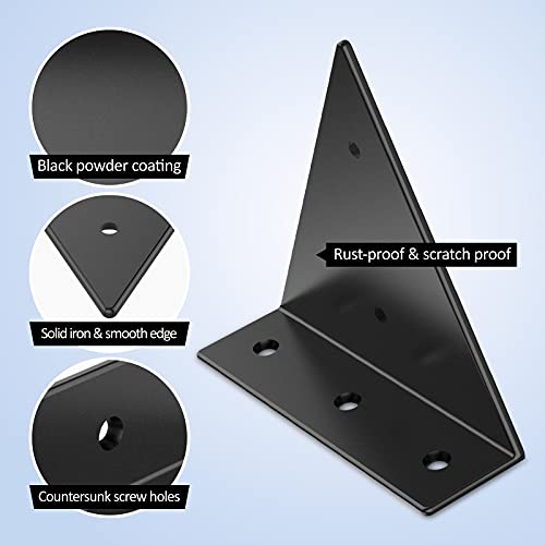 Shelf Bracket 6 inch, Heavy Duty Floating Shelf Brackets Black Metal Floating Shelf Hardware for