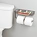 mDesign Toilet Tissue Paper Holder and Multi-Purpose Shelf - Wall Mount Storage Organizer for Bathroom, Holds 2 Rolls - Durable Metal Wire Design - Bronze