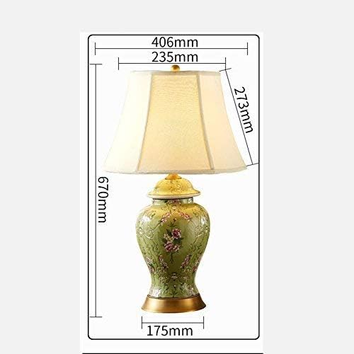 GZZ Gyy Home Hotel Lighting Chic Ceramic Table Lamp, Green Pastel Crafts Ceramic Table Lamp Retro Table Lamp Bedroom Bedside Lamp Hotel Villa Lamp Living Room Marriage Lighting Fixtures