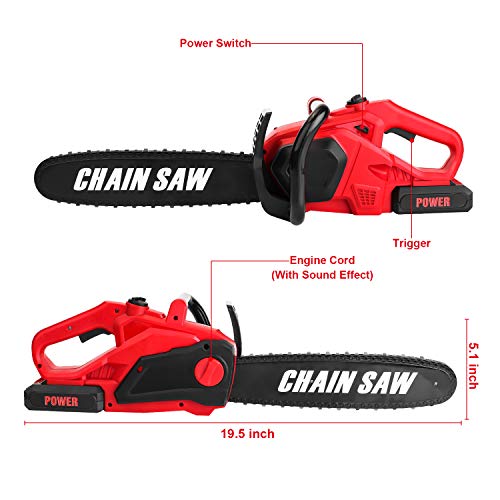 Kids Power Tool Toy Chainsaw, Boys Large Construction Play Toy Chainsaw Set, Toddlers Pretend Play Toy Outdoor Lawn Toy Tools Chain Saw Set for Toddlers - Thumbnail 2